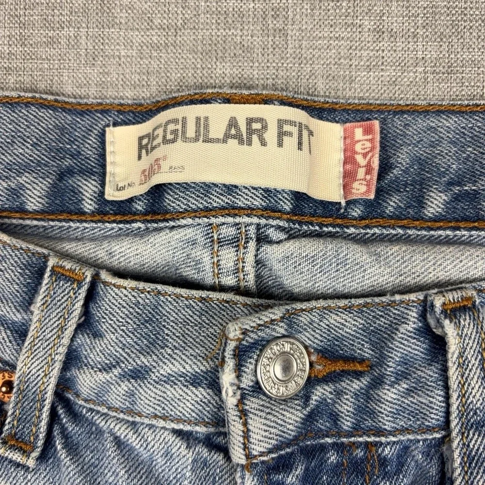 Levi's 505 Jeans Mens 32x32 Light Wash Distressed Regular Straight Denim Y2K